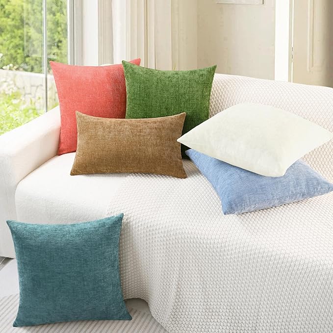 CaliTime Throw Pillow Covers Decorative 18 X 18 Inches Pack of 2 Cozy Chenille - Image 4
