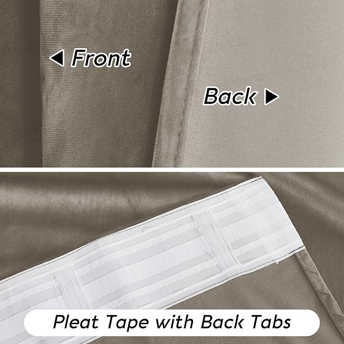 RYB HOME Taupe Velvet Curtains - Image 5