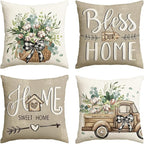AVOIN colorlife Bless Our Home Sweet Home Farmhouse Eucalyptus Leaves Throw by AVOINcolorlife