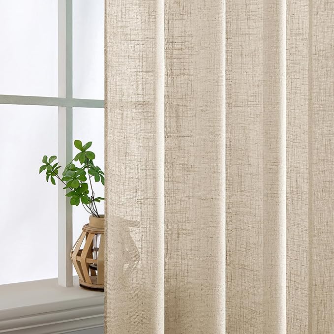 MIULEE Light Taupe Linen Curtains 72 Inch Length 2 Panels - Image 5