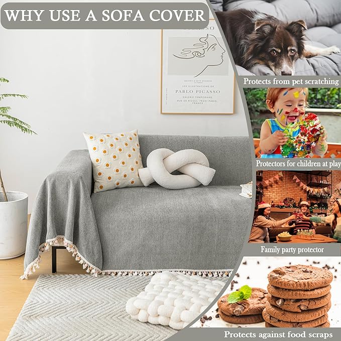 HANDONTIME Couch Slipcovers for Sofas Dark Grey Couches Cover Sofa Cover for - Image 4