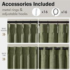 MIULEE Olive Green Pinch Pleated Thick Linen Curtains 108 Inches Long 2 Panels - Image 8