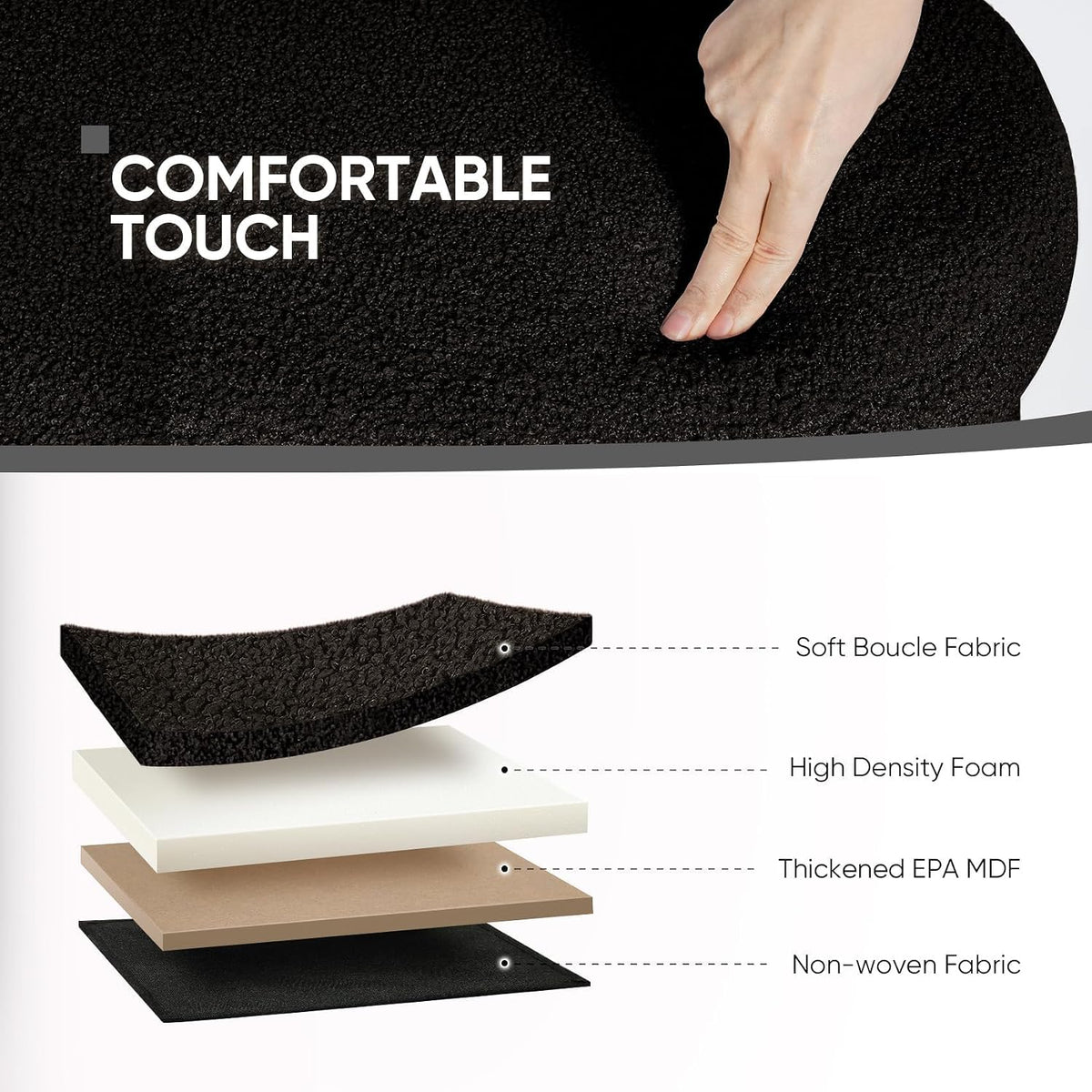 B FSOBEIIALEO 43.3" Sherpa Ottoman with Storage for Living Room, Black