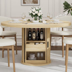 GarveeHome 47" Round Dining Table for 4-6, Farmhouse Kitchen Table, Natural