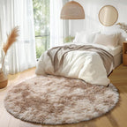 Amdrebio Tie-Dyed Beige Tan Round Circle Area Rug 5Ft - Image 5
