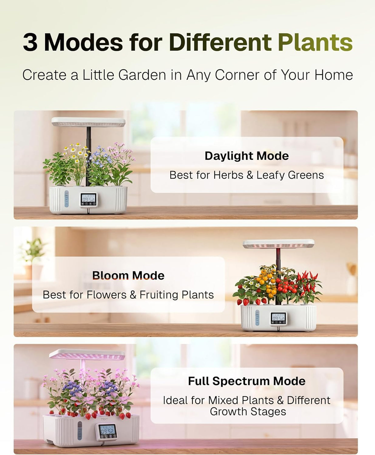 HBN hydroponics Growing System Kit 12 Pods Indoor Garden with Grow Light
