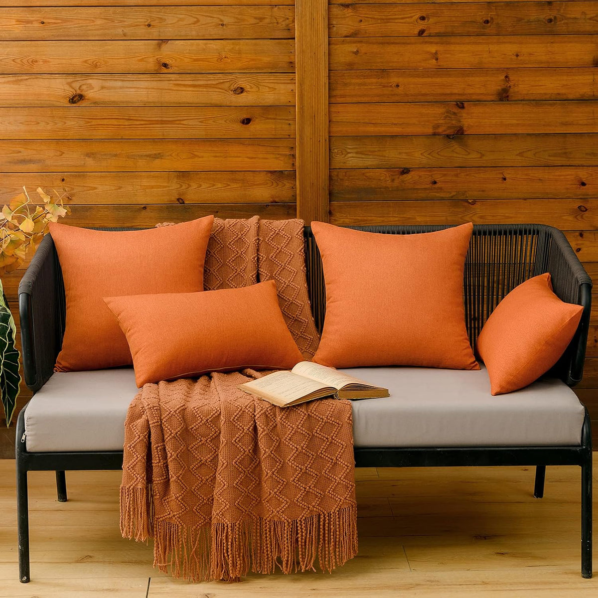 MIULEE Decorative Outdoor Pillow Covers Fall 18x18 Orange