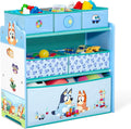 Delta Children - Bluey Design & Store 6 Bin Toy Storage Organizer - Greenguard Gold Certified, Blue