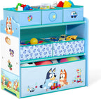 Delta Children - Bluey Design & Store 6 Bin Toy Storage Organizer - Greenguard Gold Certified, Blue