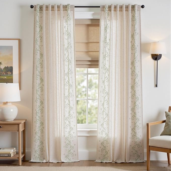 jinchan Evelyn Embroidered Linen Curtains - Image 2