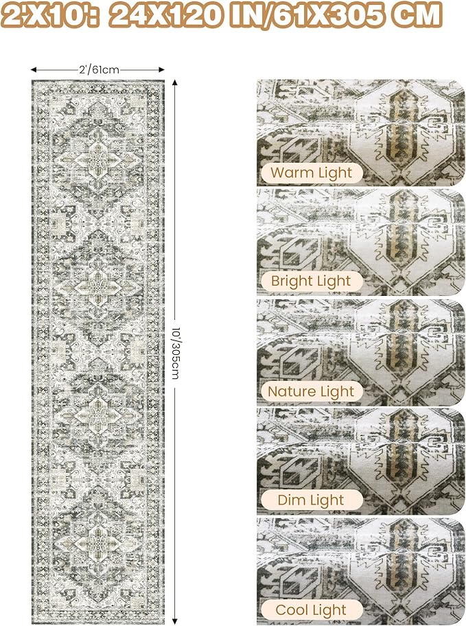 Runner Rug 2x10, Ultra-Thin Kitchen Rugs Non Slip Washable Rugs - Image 2