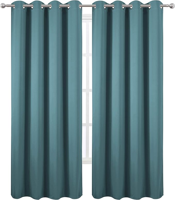 LEMOMO Blackout Curtains 66 x 84 inch/Sea Teal Curtains Set of 2 Panels/Thermal - Image 2