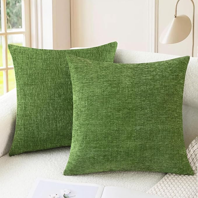 CaliTime Throw Pillow Covers Decorative 18 X 18 Inches Pack of 2 Cozy Chenille by CaliTime