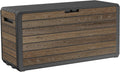 Keter Premium Everwood 71 Gal Outdoor Storage Box and Patio Side Table