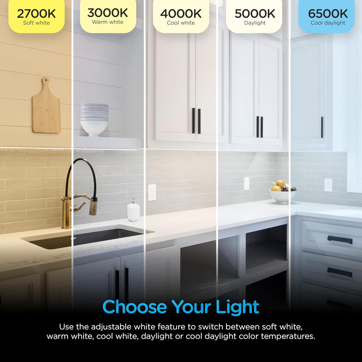 Enbrighten 12 Inch Hardwired Under Cabinet Light with 5 Color Temperatures