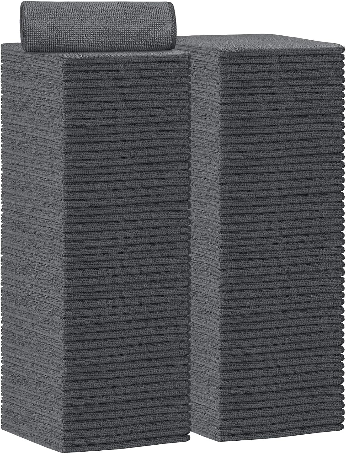 AIDEA Gray Microfiber Cleaning Cloth-100PK, Cleaning Rags 12"x12" Absorbent