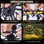Christmas Decorations,LED Light Balls Outdoor,2 Pack,Warm White