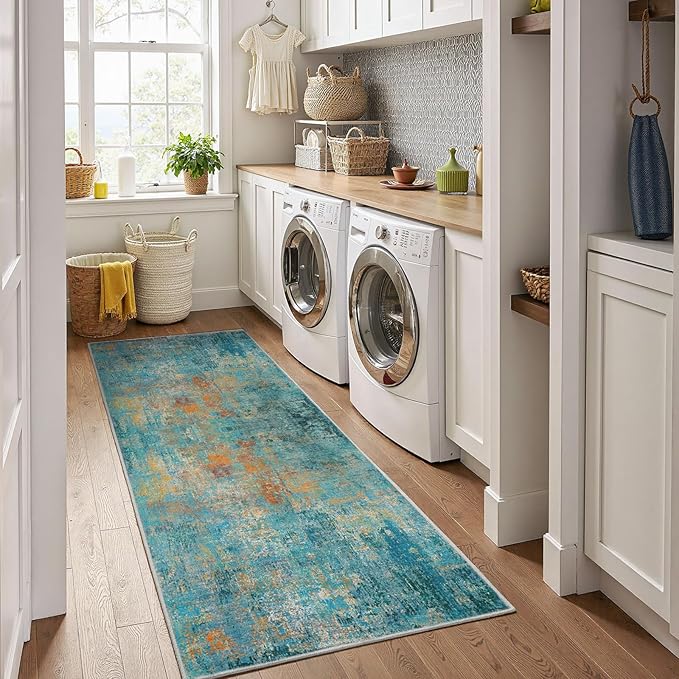 Washable Area Rugs 2'x10' Non-Slip Modern Abstract Soft - Image 3
