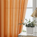 Nanspring Orange Linen Blend Drapes 84 Inch Length 2 Panels Set Back Tab Rod - Image 2