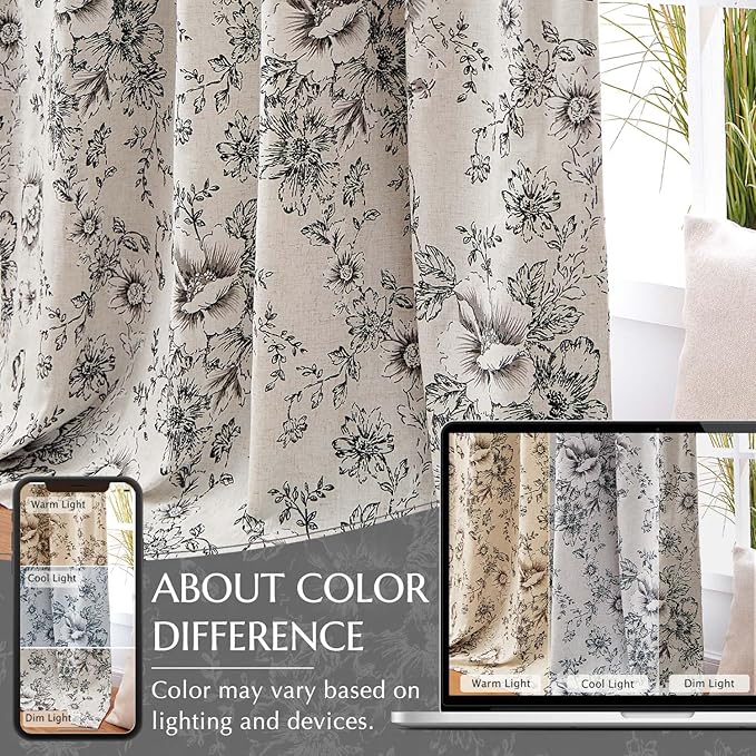 jinchan Blackout Floral Curtains - Image 8
