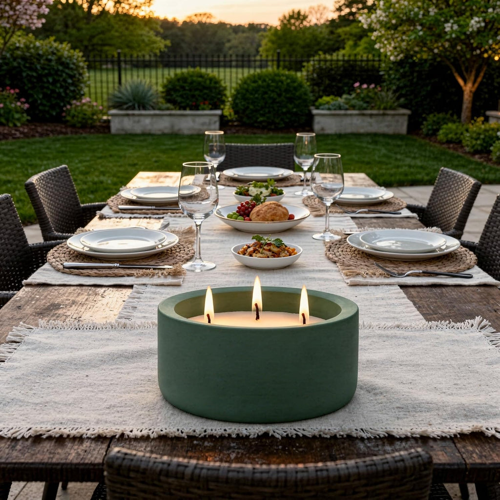 Viyffo Large Citronella Candle Outdoor, 3 Wick 20oz Citronella Candle Indoor, Non Toxic Soy Scented Candle, Green Ceramic Jar for Patio, Deck, Garden, Backyard & Camping, Home Fragrance, Décor & Gift