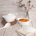 Casserole Dish 1.4 Quart French White Ceramic Bakeware Set with Lids, Chip and Crack Resistant Stoneware Baking Dish, Microwave, Dishwasher, Oven, Freezer and Fridge Safe (11.7 INCH Oval)