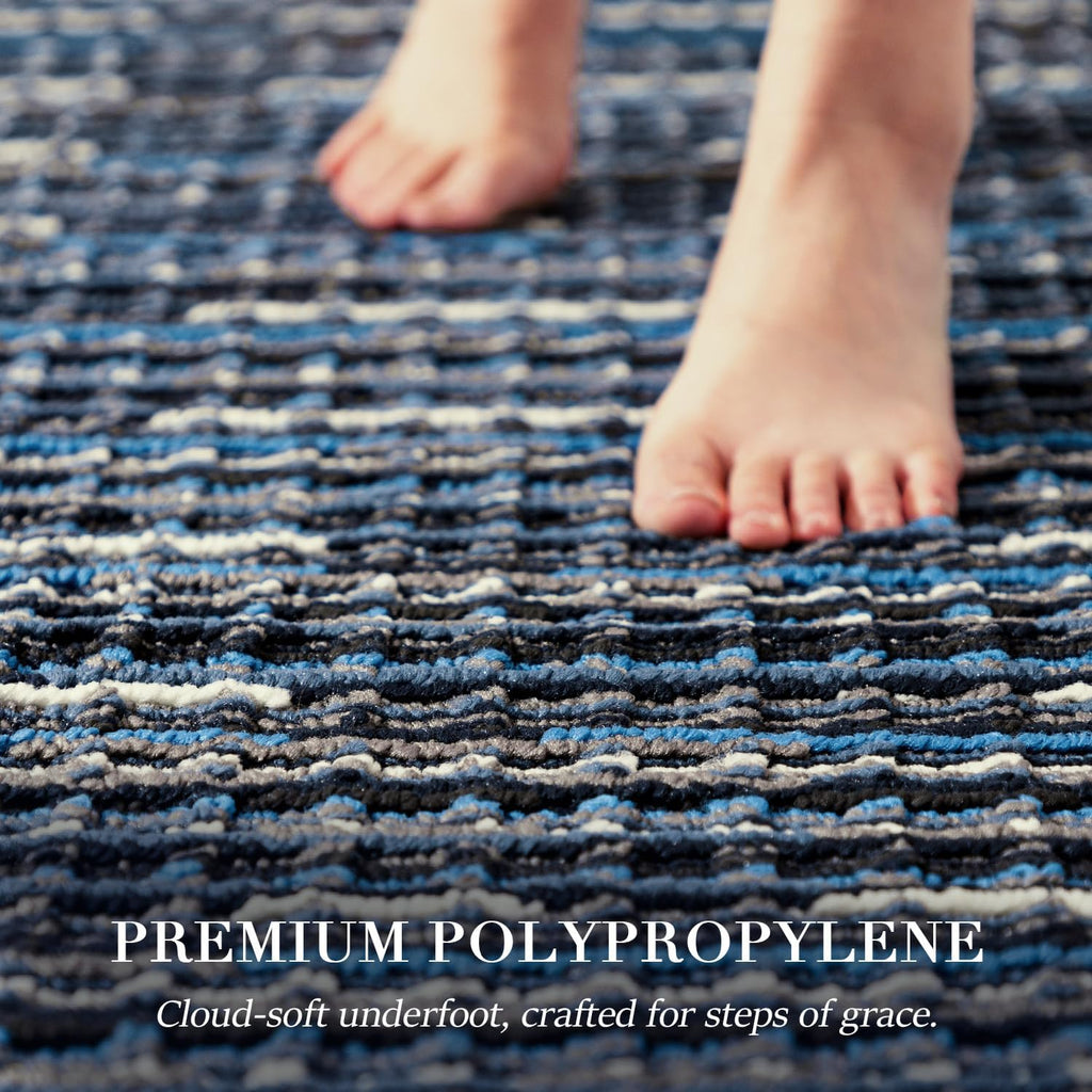 BSICPRO Kitchen Rugs Sets of 2, Non Slip Kitchen Mats for Floor, Navy Blue