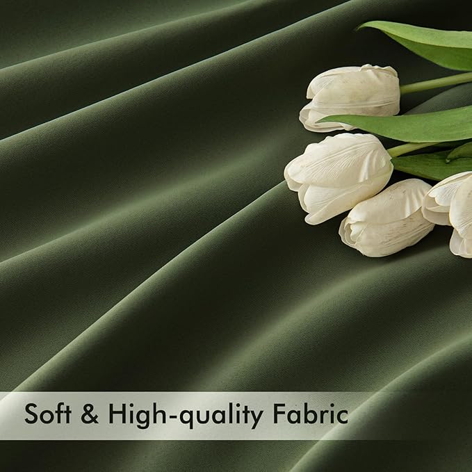 MIULEE Olive Green Back Tab Blackout Curtains 90 Inches Long 2 Panels Set - Image 6