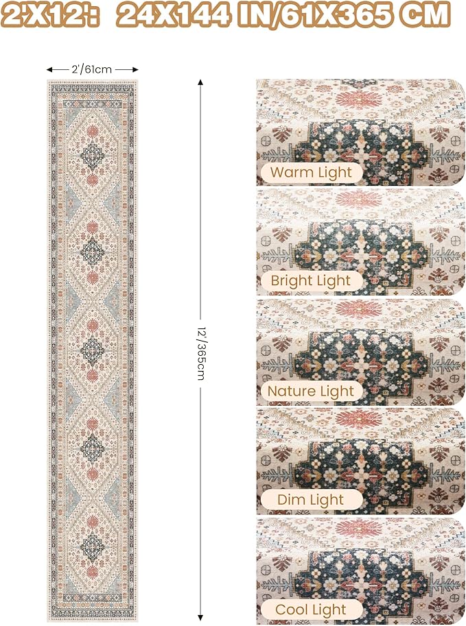 Hallway Runner Rug 2x12, Extra Long Washable Runner Rugs - Image 2