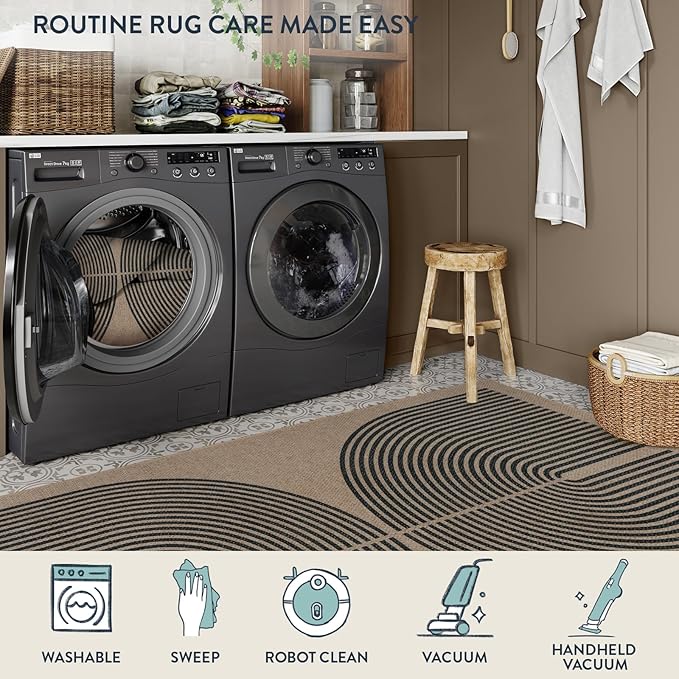 Lahome Enfys Modern Rainbow Easy Jute 9x12 Rug, Large Outdoor Patio Rug - Image 5