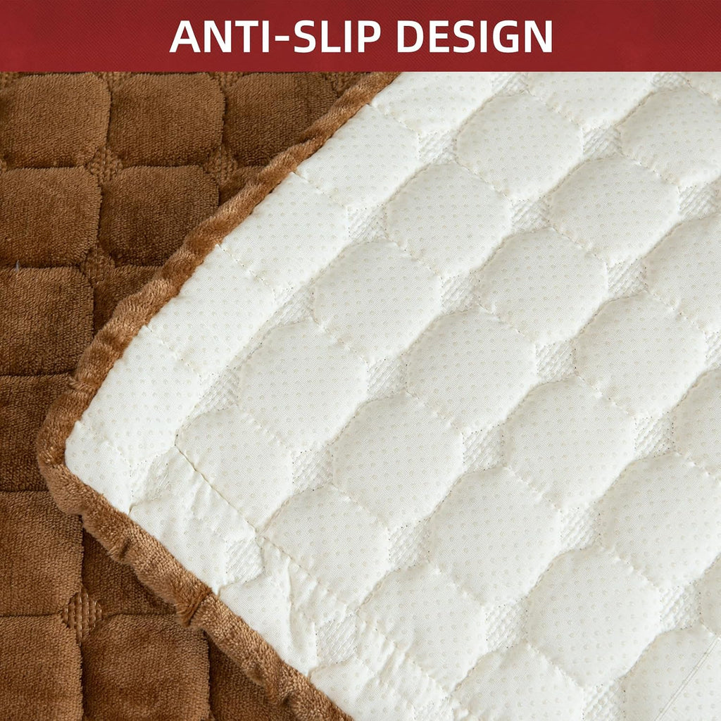 Couch Cover Sectional Couch Covers Non Slip Sofa Covers Washable for 3 Cushion Couch L Shaped Couch Protector Sofa Slipcovers for Kids Dogs Pets,Velvet,Coffee,36''x63''(Only 1 Piece)
