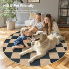 Lahome Colette Checkered Round Rugs 6ft, Outdoor Patio Easy Jute Rug Indoor - Image 2