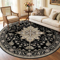 RELEANY Area Rugs 6ft Washable Non-Slip, Floral Vintage Distress Print Pattern by RELEANY