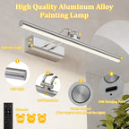 Picture Light for Wall, RF Remote, USB Charging Platinum Silver