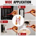 Insulated Screwdriver Set, Electrician Screwdriver Set with Voltage Tester Pen, Forged Chrome Vanadium Steel Electrical Screwdriver for Breaker Panel, Outlet, Switch & Home Electrical Repair（3pcs）