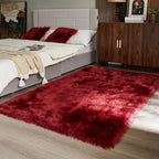 AMTOVO Faux Fur Sheepskin Rug for Living Room, 4 x 6 ft Burgundy Fluffy Area - Image 5