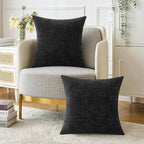 MIULEE Pack of 2 Black Throw Pillow Covers 16x16 Inch Soft Chenille Pillow - Image 5