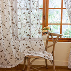 AmHoo 2 Panels Embroidered Leaf Pattern Semi Sheer Curtains Foliage Floral Voile Window Draperies Treatment for Bedroom Living Room Rod Pocket White Sage Green 53 x 95 Inch