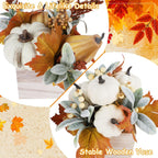 winemana Fall Decorations Artificial Pumpkin Gourd Berries Leaves, 2 Pack