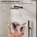 10 Inch High Pressure Rainfall Shower System with Handheld Spray, Wall Mount Bathroom Shower Faucet Set with Valve (Matte Black)