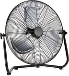 Amazon Basics 20" High Velocity Industrial Cooling Floor Fan with 3 Speeds, Tilt Head, ETL-Listed Safety Compliance, Metal Housing and Blades, for Commercial Space/Garage/Gym, 125W, Black