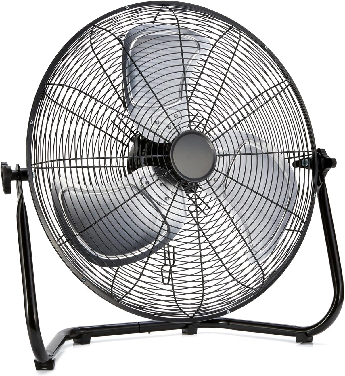 Amazon Basics 20" High Velocity Industrial Cooling Floor Fan with 3 Speeds, Tilt Head, ETL-Listed Safety Compliance, Metal Housing and Blades, for Commercial Space/Garage/Gym, 125W, Black