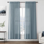 Nanspring Light Blue Linen Curtains 80 Inches Long 2 Panels Set by Nanspring