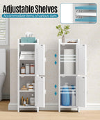 Akxomel Rattan Small Bathroom Cabinet Narrow Toilet Paper Organizer White