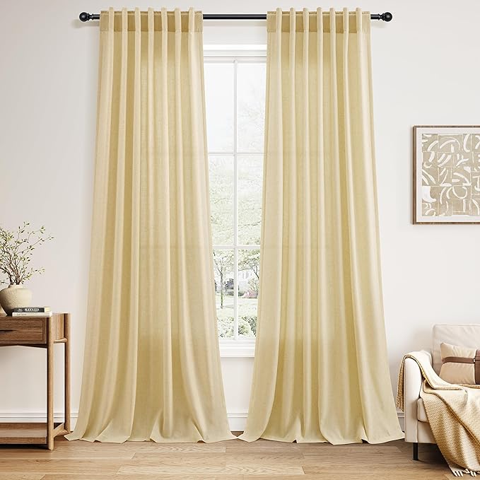 Nanspring Cream Yellow Curtains 120 Inches Long by Nanspring