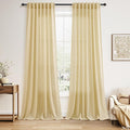 Nanspring Cream Yellow Linen Curtains 102 Inches Long by Nanspring