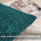 Pack of 2 Corduroy Decorative Throw Pillow Covers 18x18 Inch Soft Striped - Image 2