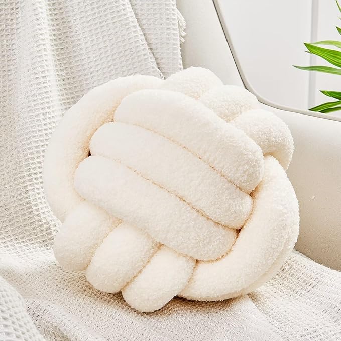 Uvvyui Knot Pillow Ball, Soft Home Decorative Round Throw Pillow, Handmade by Uvvyui