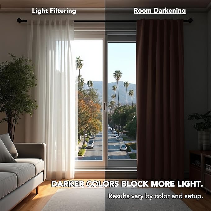 Deconovo Blackout Curtains, Thermal Insulated, W52 x L108 2 Panels, Back Tab - Image 3
