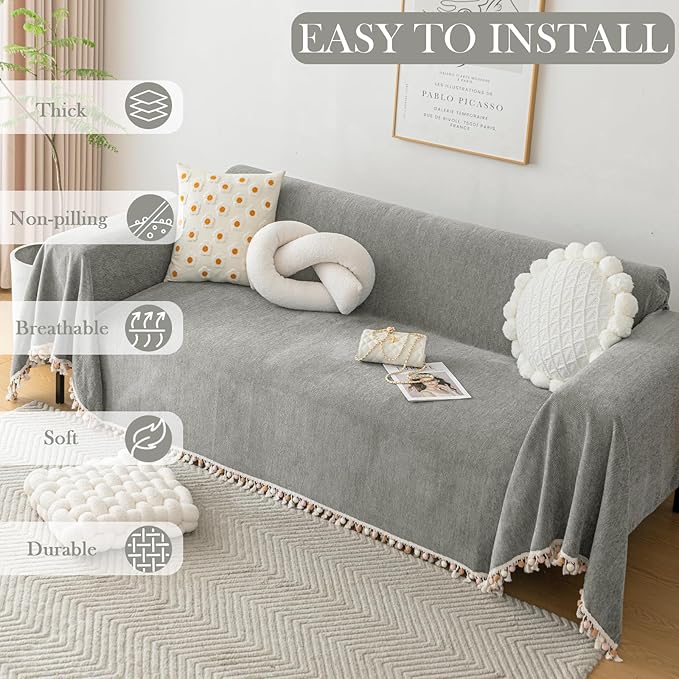 HANDONTIME Couch Slipcovers for Sofas Dark Grey Couches Cover Sofa Cover for - Image 8